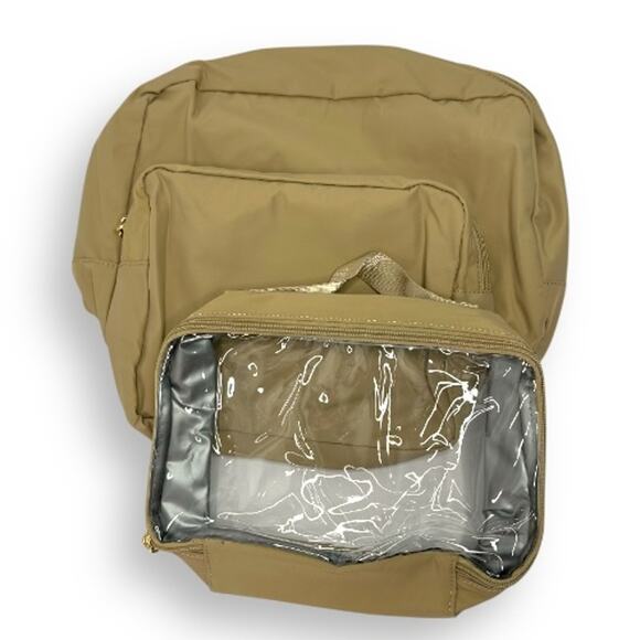 Lovevook 40L Travel Backpack Women Shoe Compartment Puffer Carry On Khaki Tan - Picture 7 of 15